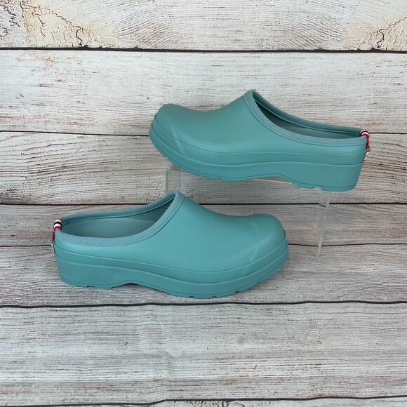 Hunter Play Womens Sz 11 Clogs Green Rubber Gardening Rain - Picture 1 of 10